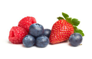 various type of berry fruits isolated on white