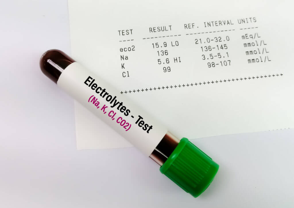 Blood sample isolated with abnormal patient report of Electrolytes test