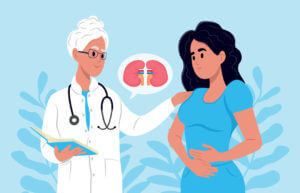 A nephrologist talks to a patient about kidney disease