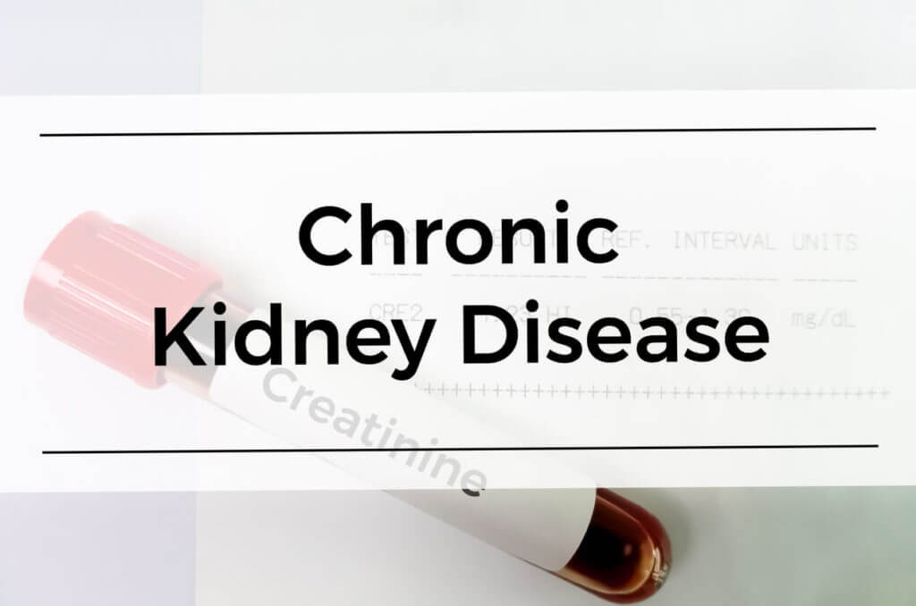 Chronic Kidney disease medical term, CKD and a test tube.