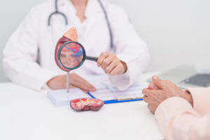 Elderly Patient consultation with doctor for Kidney disease or Renal failure.